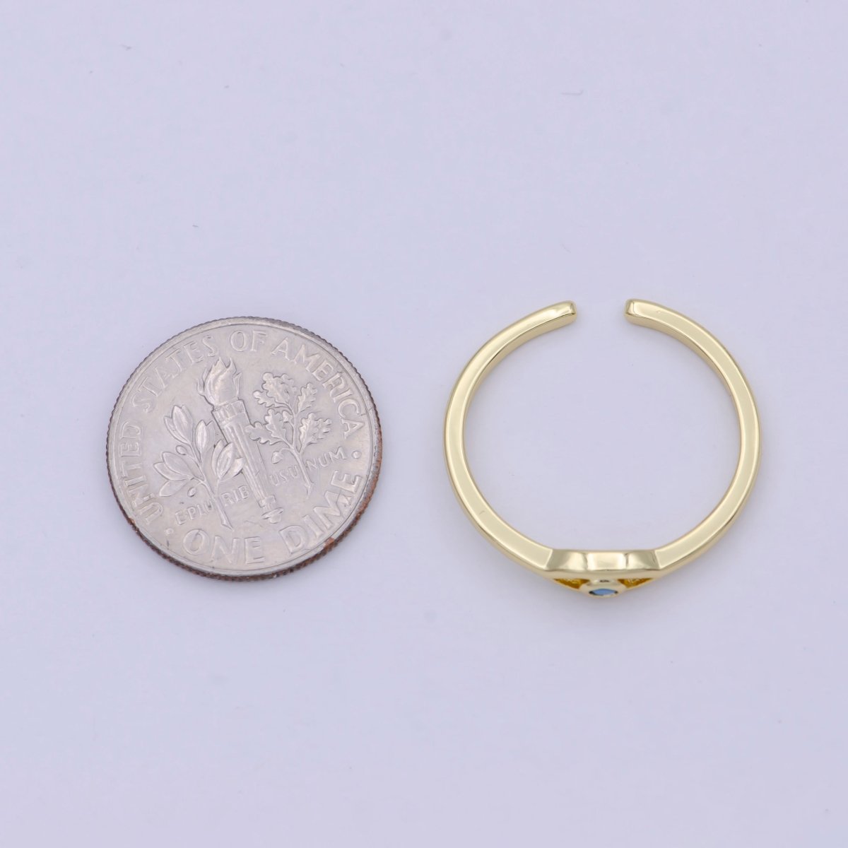 Dainty Gold Filled Evil Eye Ring Open Adjustable Jewelry S-383 ~ S-388 - DLUXCA