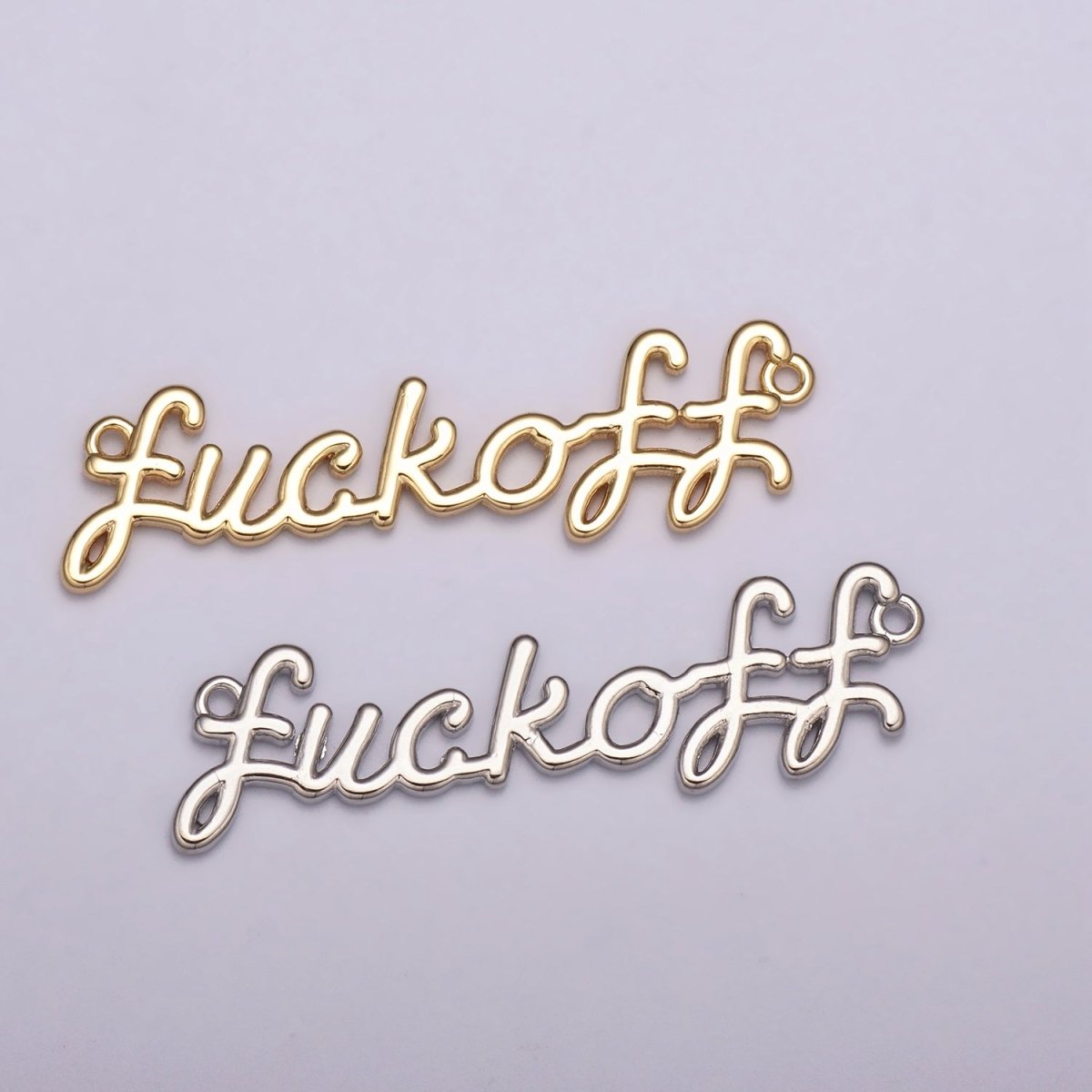 Dainty Gold Filled Fuck Off Charm for Necklace Bracelet, Fuckoff Link Connector, Fuck Off Word Cursive Jewelry Silver Personalized Script Necklace, Swear Word Pendant Trend Jewelry N-088 N-089 - DLUXCA