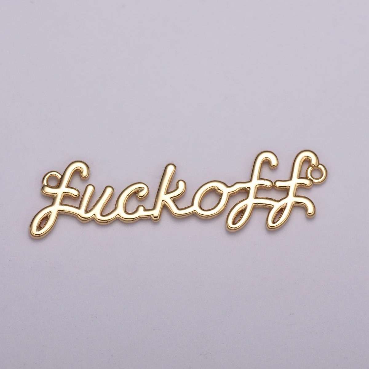 Dainty Gold Filled Fuck Off Charm for Necklace Bracelet, Fuckoff Link Connector, Fuck Off Word Cursive Jewelry Silver Personalized Script Necklace, Swear Word Pendant Trend Jewelry N-088 N-089 - DLUXCA