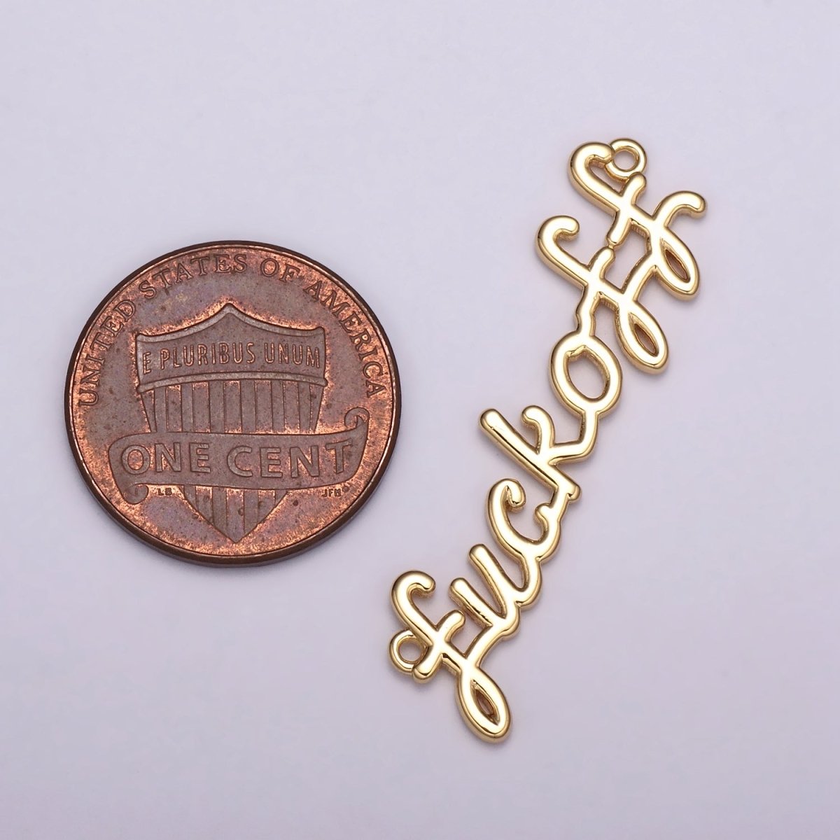 Dainty Gold Filled Fuck Off Charm for Necklace Bracelet, Fuckoff Link Connector, Fuck Off Word Cursive Jewelry Silver Personalized Script Necklace, Swear Word Pendant Trend Jewelry N-088 N-089 - DLUXCA