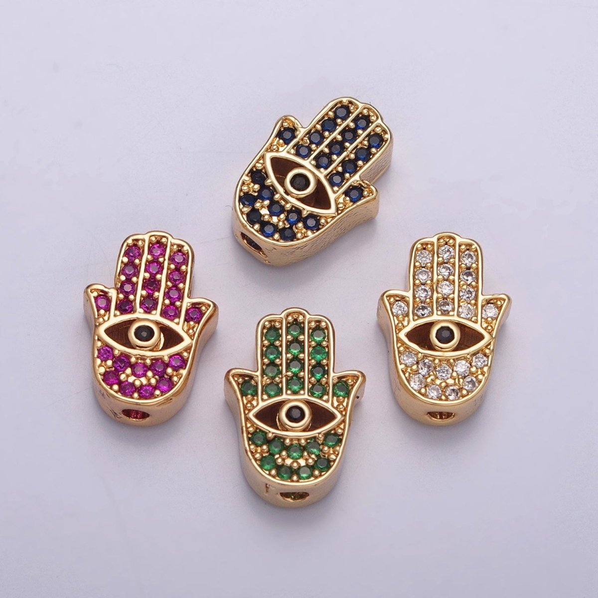 Dainty Gold Filled Hamsa Hand Bead Spacer for Bracelet Component W-908 W-909 W-910 W-911 - DLUXCA