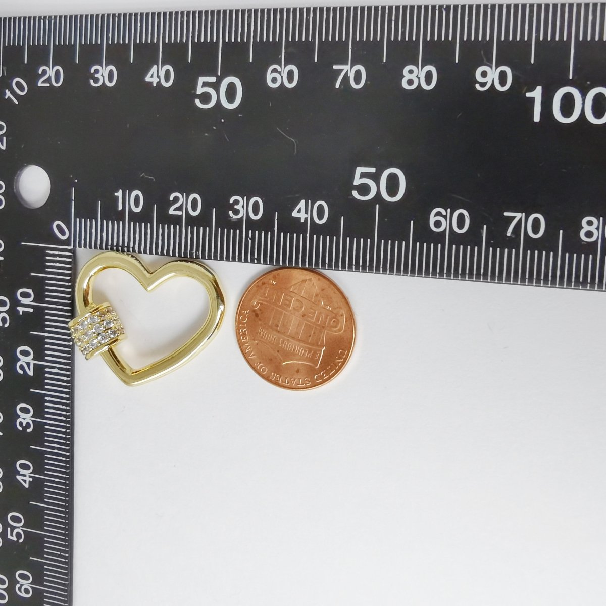 Dainty Gold Filled Heart Carabiner Screw Lock Padlock Clasp K-775 - DLUXCA