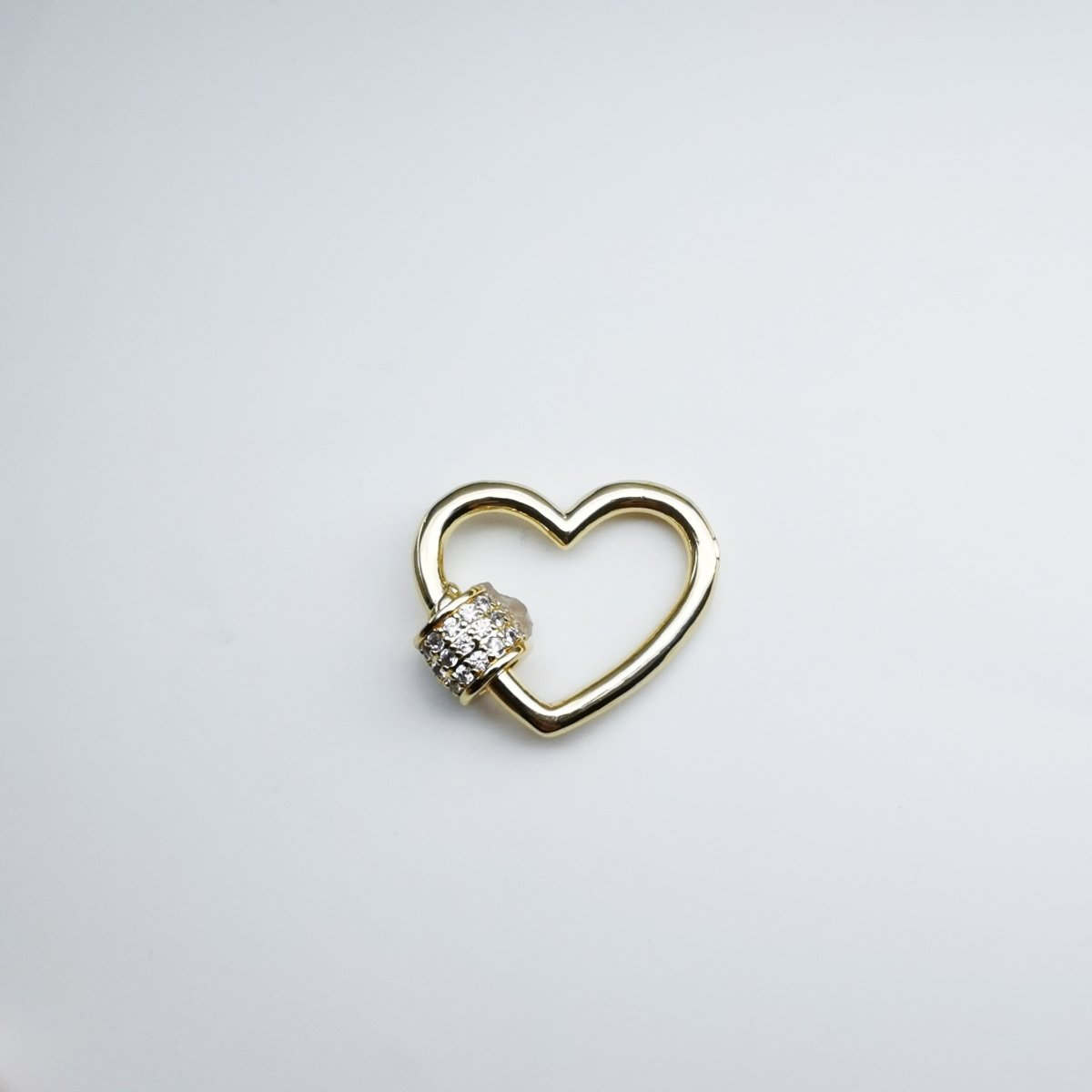 Dainty Gold Filled Heart Carabiner Screw Lock Padlock Clasp K-775 - DLUXCA