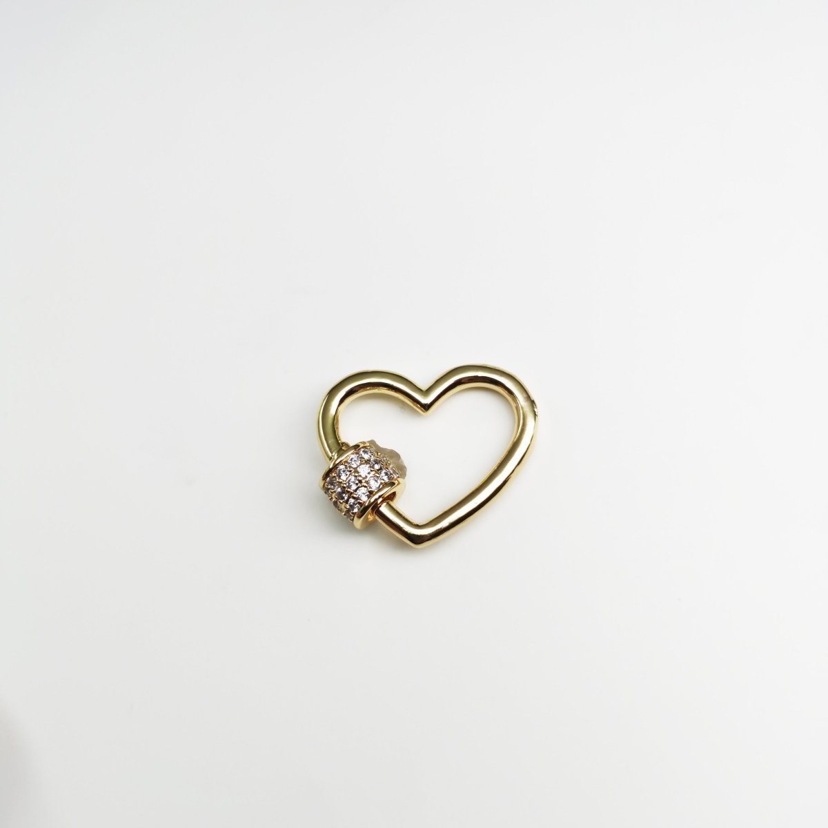 Dainty Gold Filled Heart Carabiner Screw Lock Padlock Clasp K-775 - DLUXCA