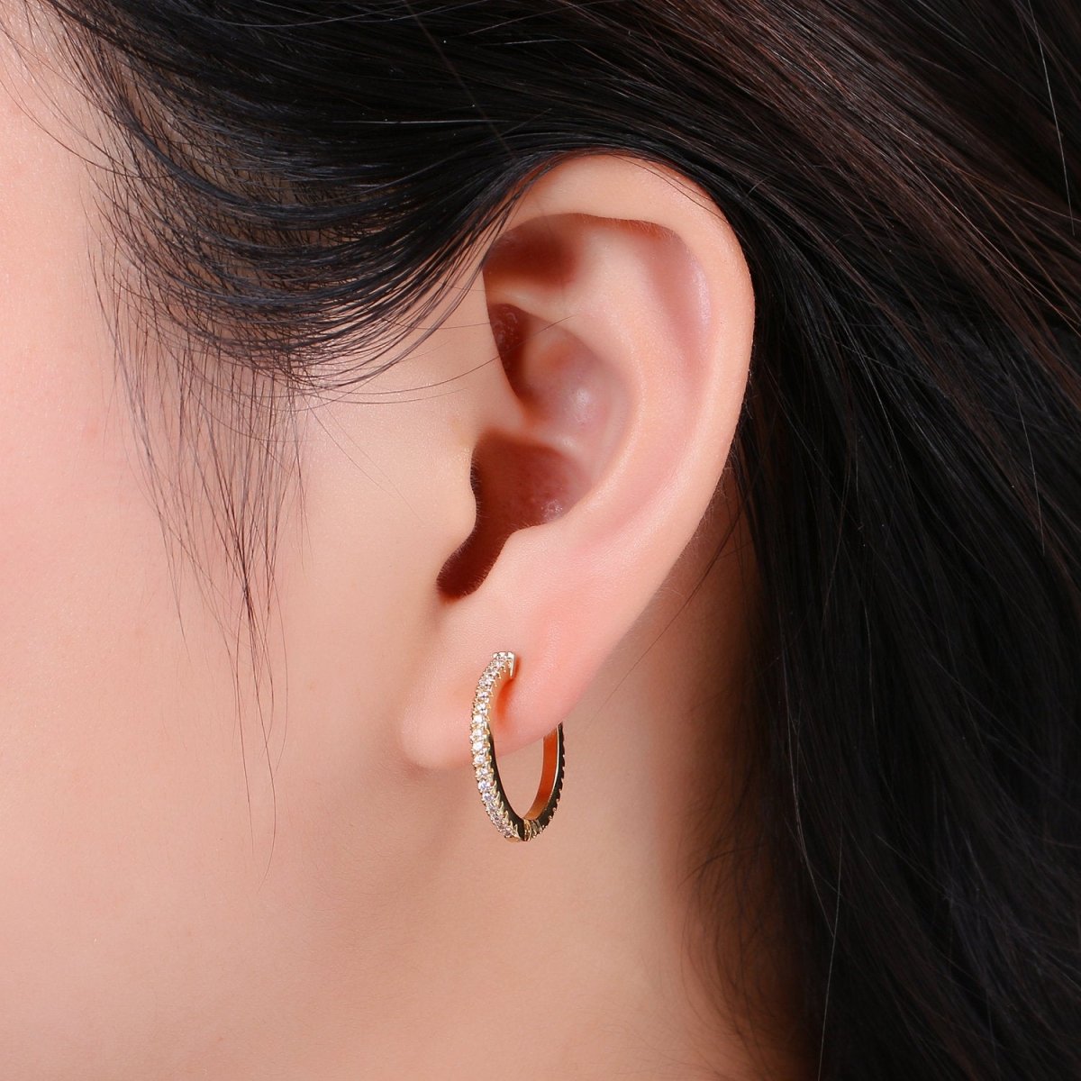 Dainty Gold Filled hoop earrings - huggie hoops earrings - Cubic hoop earrings - Dainty hoops - Tiny hoops - Thin hoops - Minimalist earring P-047 Q-222 Q-223 - DLUXCA