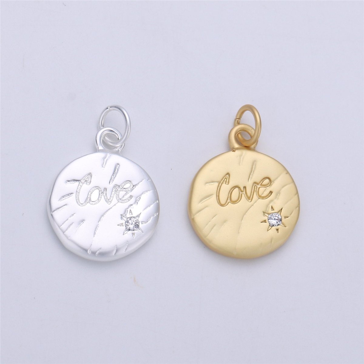 Dainty Gold filled Love Charms Word Disc Charm for necklace bracelet earring Jewelry Making Supply 20x15mm,C-912 - DLUXCA