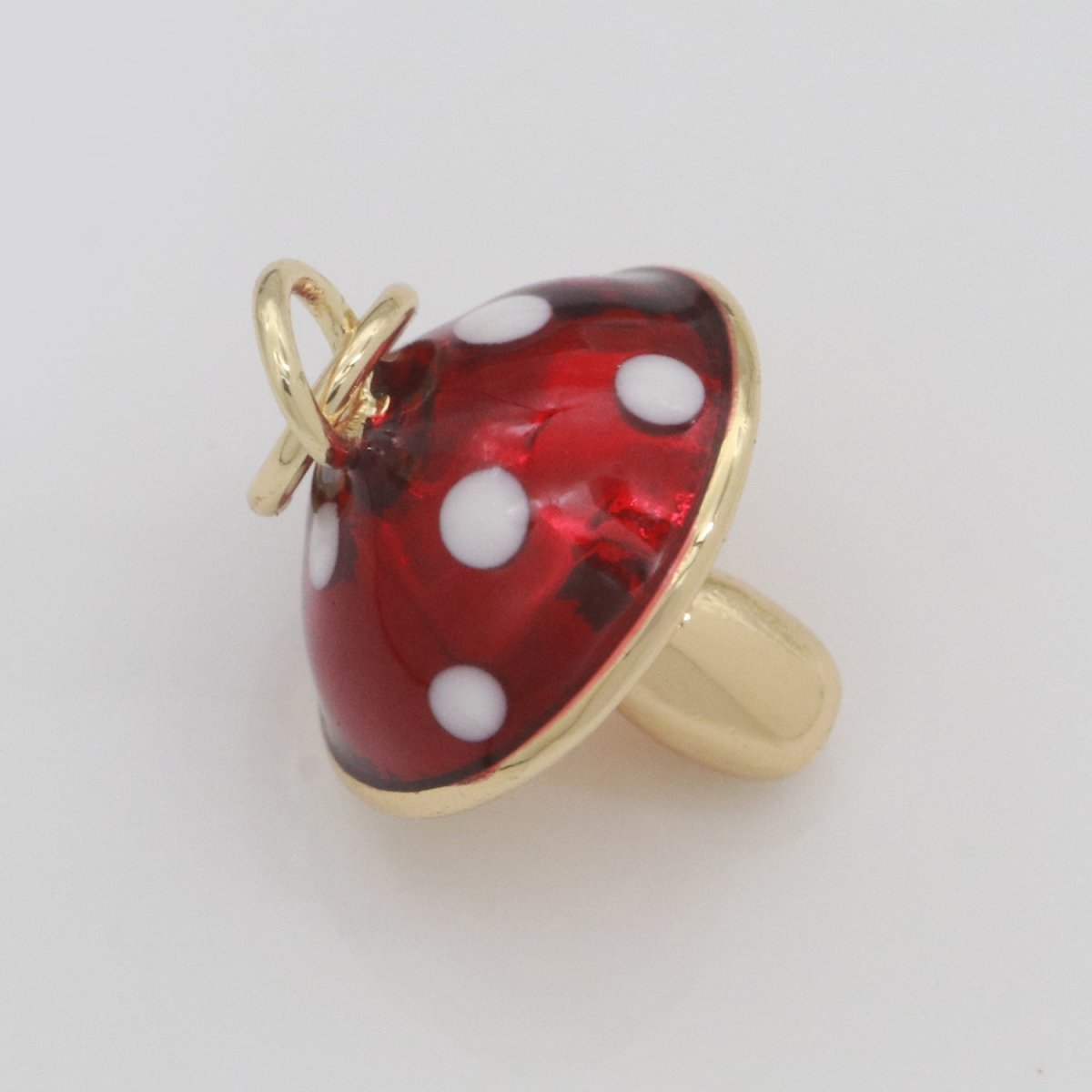 Dainty Gold Filled Magic Mushroom Charm Red Mushroom Pendant Novelty Charm, Fungi Jewelry, Mushroom Gift Funky for Bracelet Necklace Earring M-606 - DLUXCA