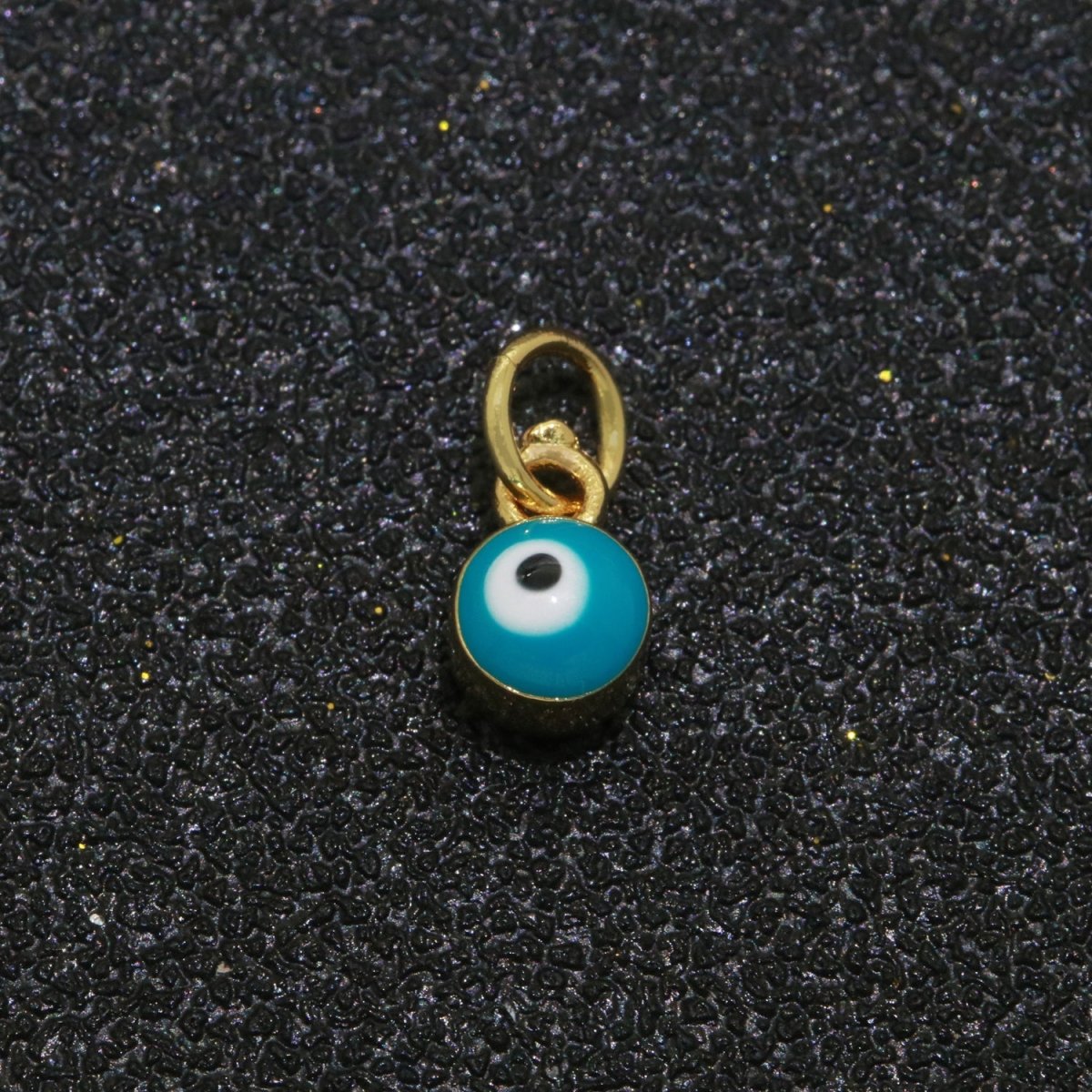Dainty Gold Filled Mini Enamel Evil Eyes Charm, Tiny Round Evil Eye Charm, Pendants for Necklace Bracelet Earring add on charm - DLUXCA