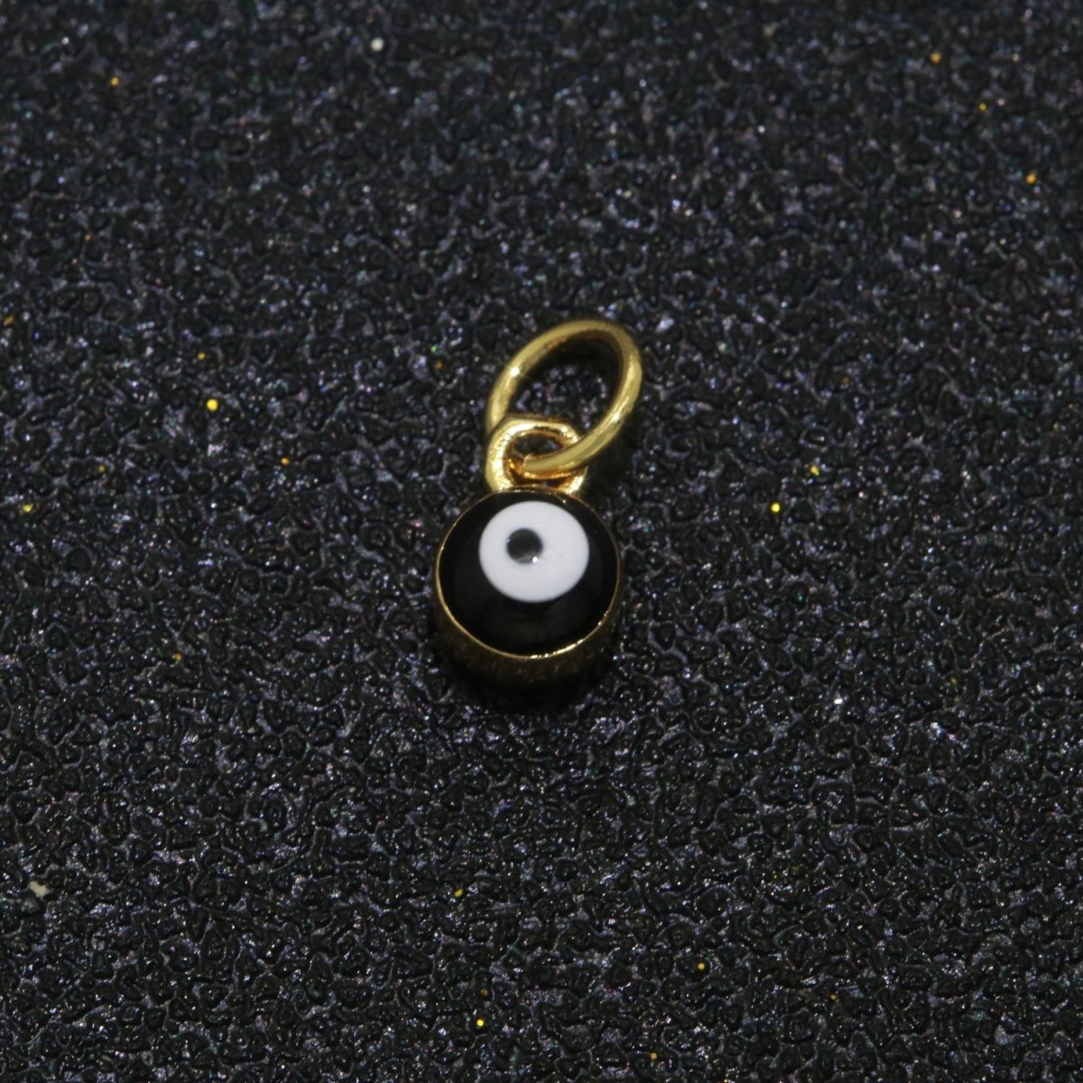 Dainty Gold Filled Mini Enamel Evil Eyes Charm, Tiny Round Evil Eye Charm, Pendants for Necklace Bracelet Earring add on charm - DLUXCA