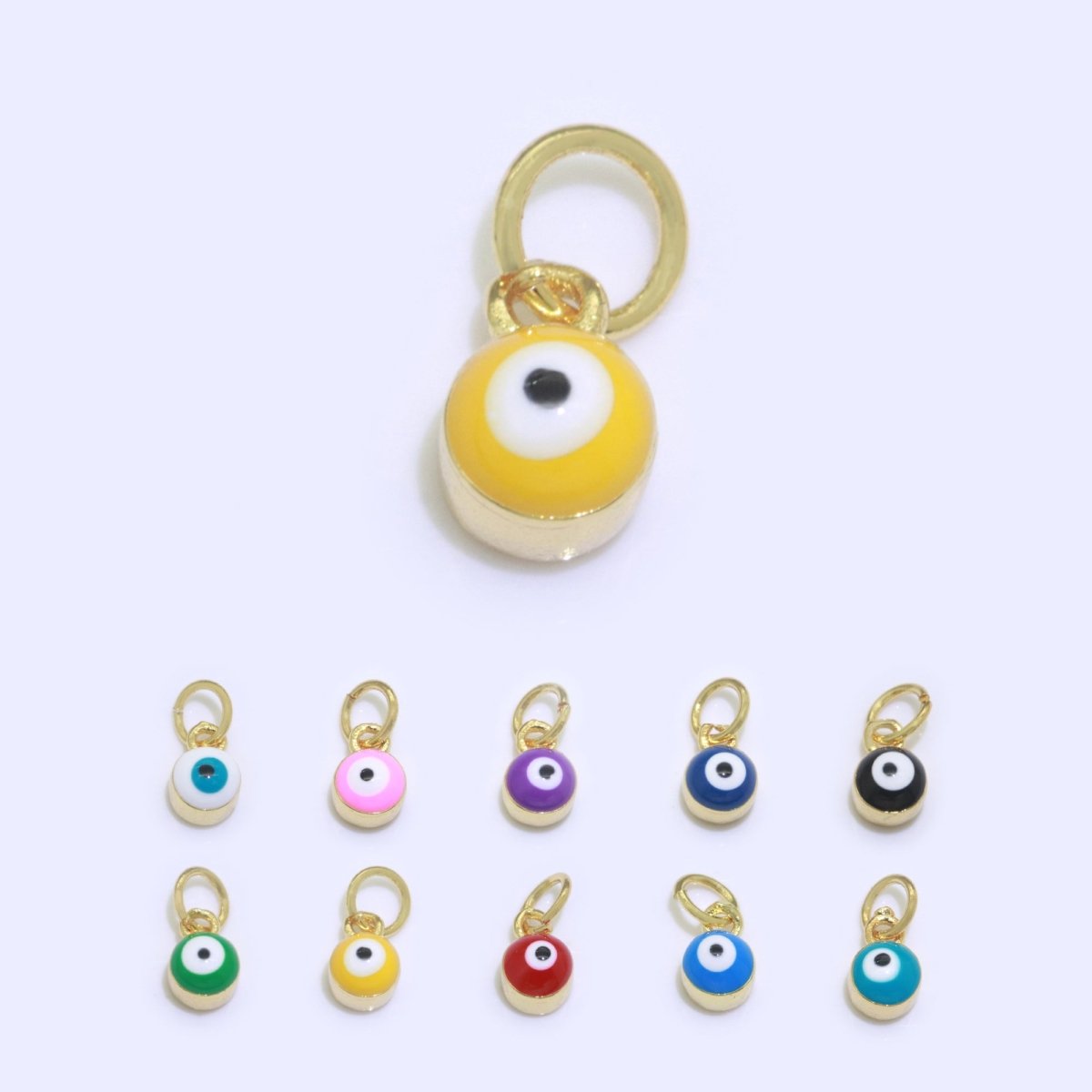Dainty Gold Filled Mini Enamel Evil Eyes Charm, Tiny Round Evil Eye Charm, Pendants for Necklace Bracelet Earring add on charm - DLUXCA