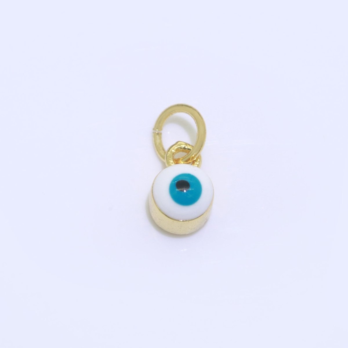 Dainty Gold Filled Mini Enamel Evil Eyes Charm, Tiny Round Evil Eye Charm, Pendants for Necklace Bracelet Earring add on charm - DLUXCA