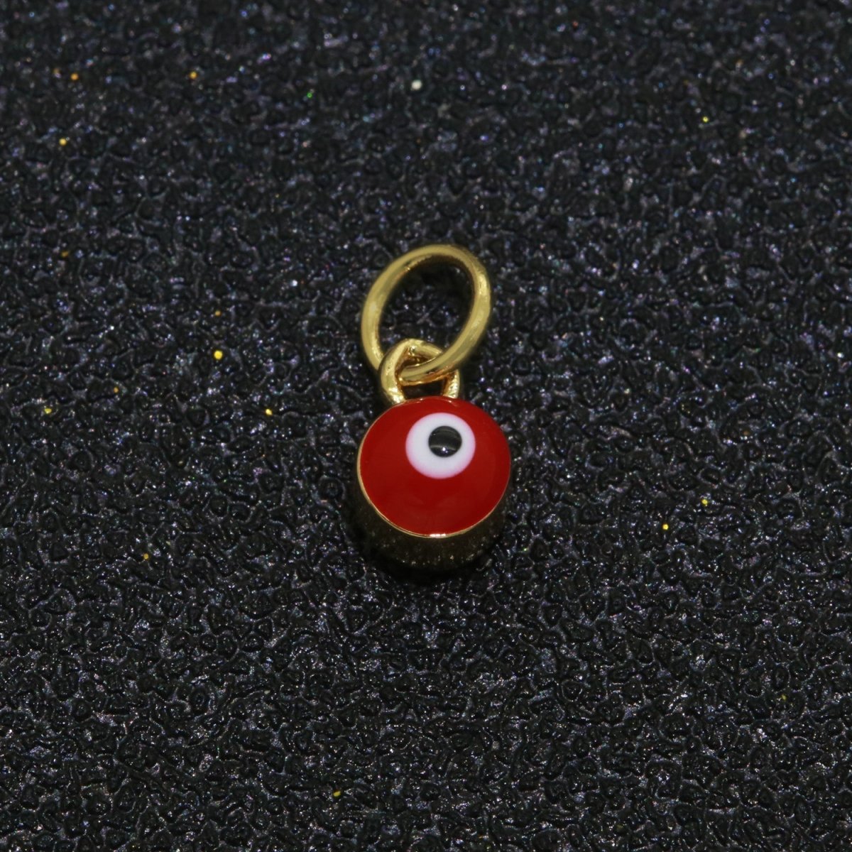 Dainty Gold Filled Mini Enamel Evil Eyes Charm, Tiny Round Evil Eye Charm, Pendants for Necklace Bracelet Earring add on charm - DLUXCA