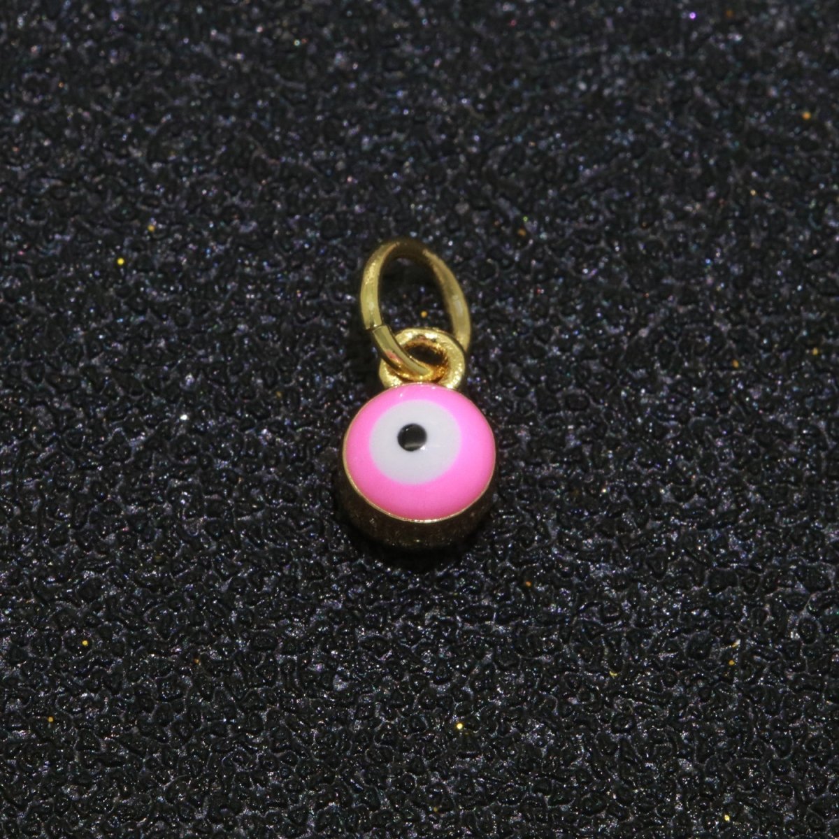 Dainty Gold Filled Mini Enamel Evil Eyes Charm, Tiny Round Evil Eye Charm, Pendants for Necklace Bracelet Earring add on charm - DLUXCA