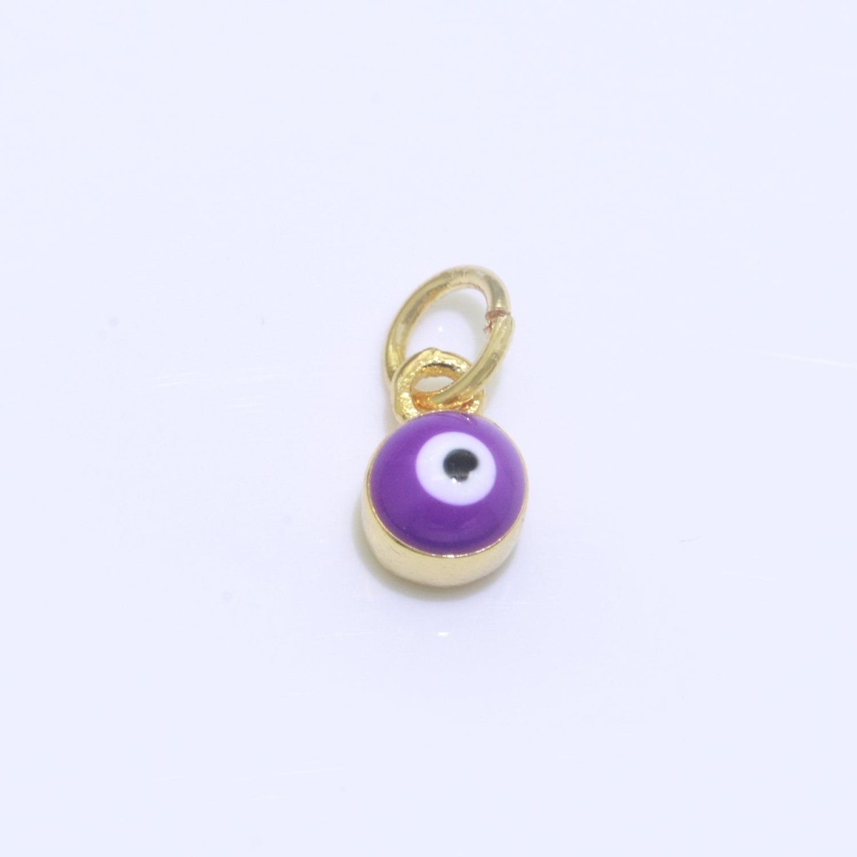 Dainty Gold Filled Mini Enamel Evil Eyes Charm, Tiny Round Evil Eye Charm, Pendants for Necklace Bracelet Earring add on charm - DLUXCA