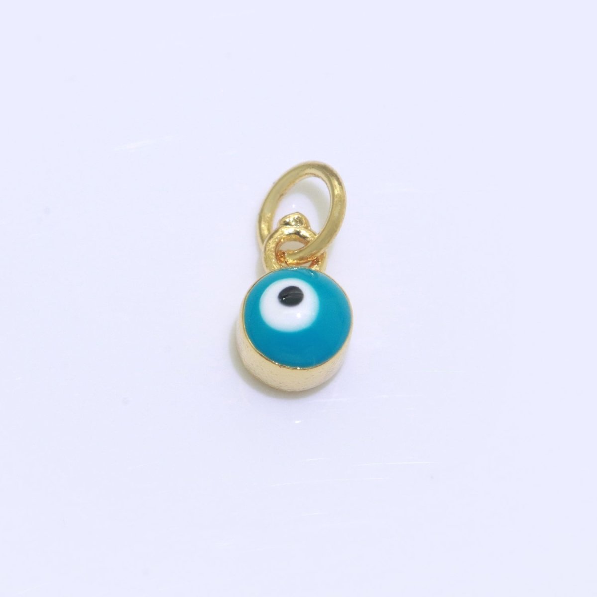 Dainty Gold Filled Mini Enamel Evil Eyes Charm, Tiny Round Evil Eye Charm, Pendants for Necklace Bracelet Earring add on charm - DLUXCA