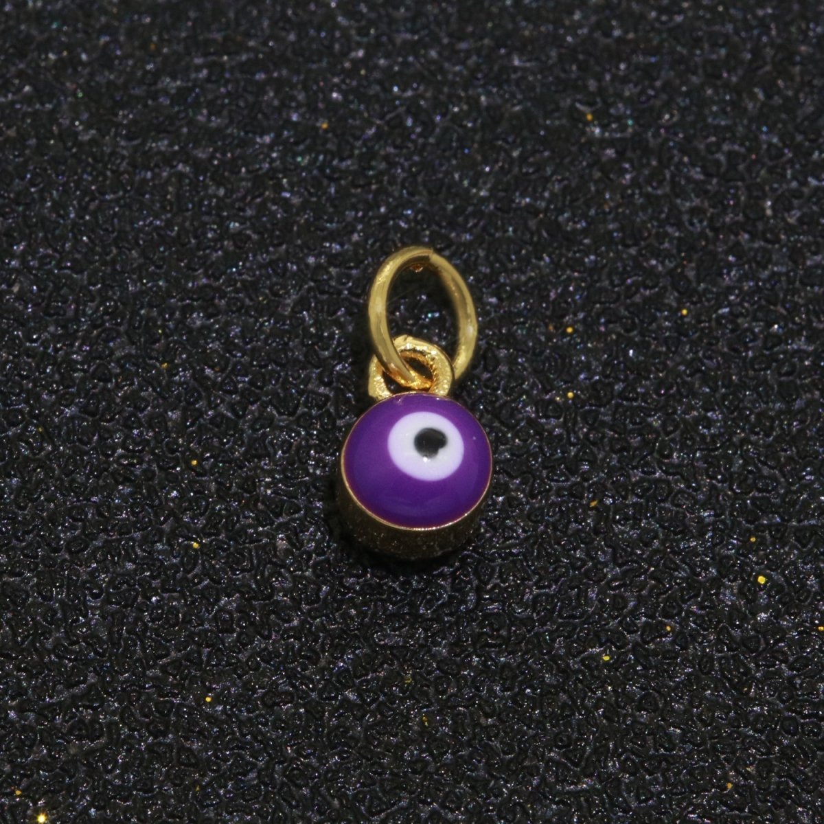 Dainty Gold Filled Mini Enamel Evil Eyes Charm, Tiny Round Evil Eye Charm, Pendants for Necklace Bracelet Earring add on charm - DLUXCA