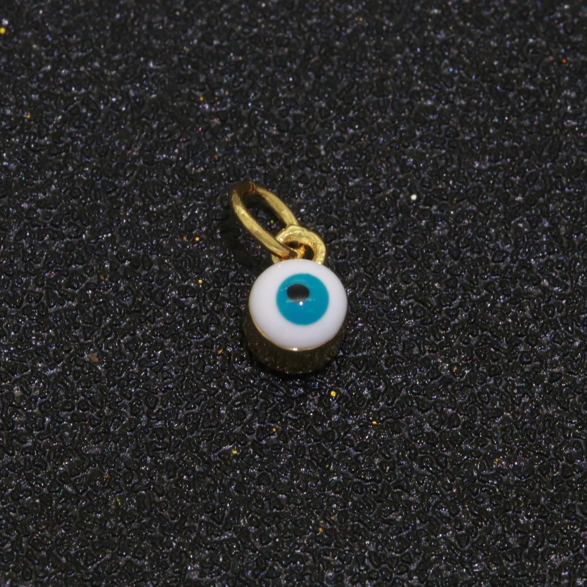 Dainty Gold Filled Mini Enamel Evil Eyes Charm, Tiny Round Evil Eye Charm, Pendants for Necklace Bracelet Earring add on charm - DLUXCA