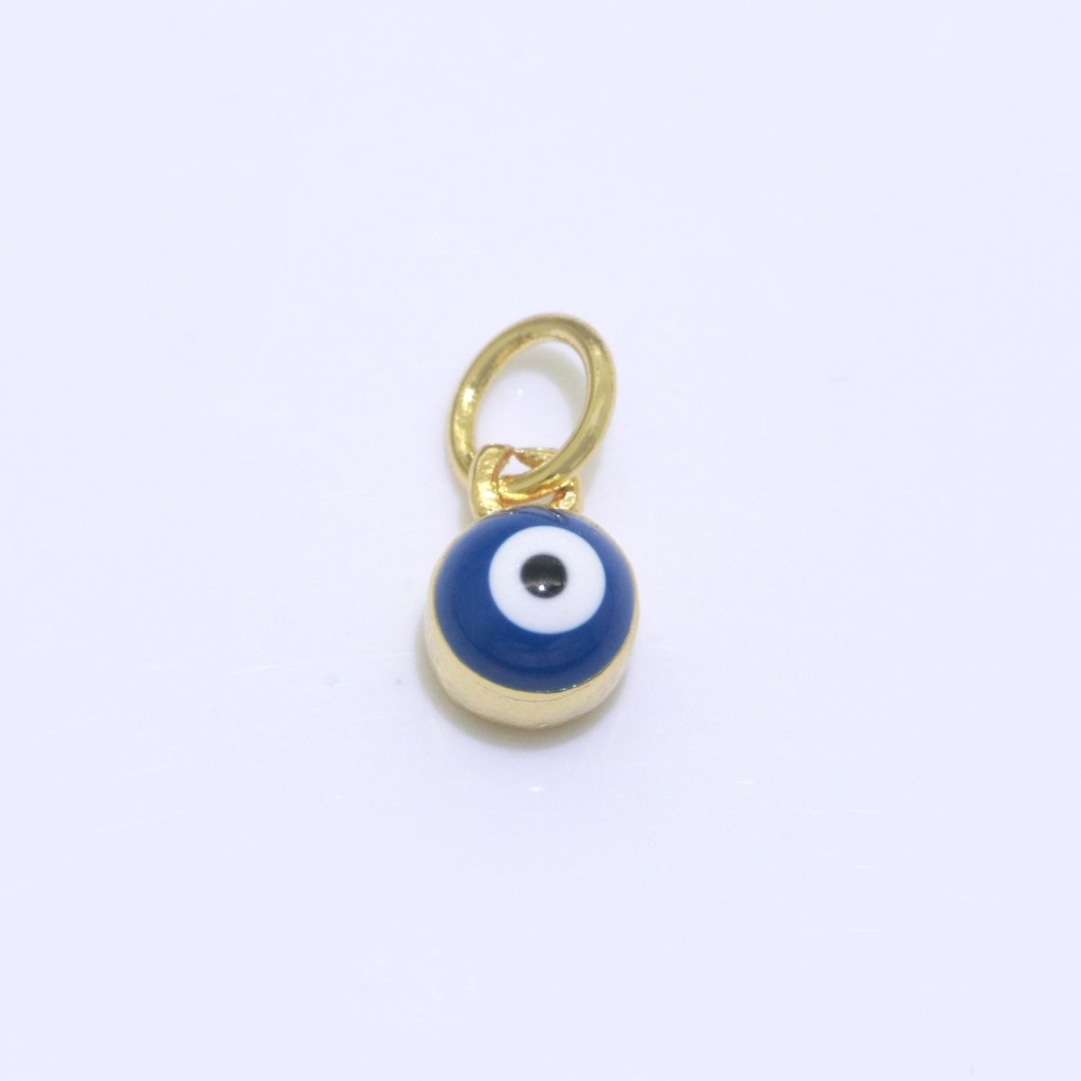 Dainty Gold Filled Mini Enamel Evil Eyes Charm, Tiny Round Evil Eye Charm, Pendants for Necklace Bracelet Earring add on charm - DLUXCA