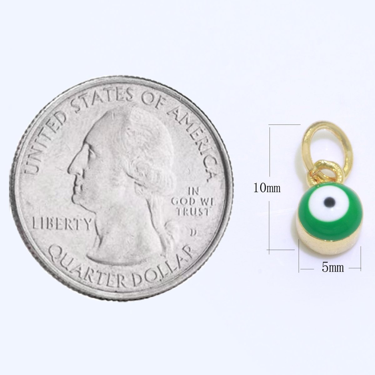 Dainty Gold Filled Mini Enamel Evil Eyes Charm, Tiny Round Evil Eye Charm, Pendants for Necklace Bracelet Earring add on charm - DLUXCA