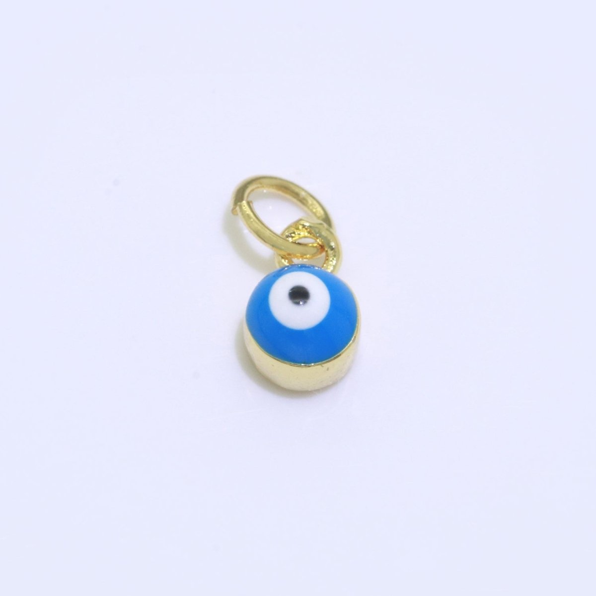 Dainty Gold Filled Mini Enamel Evil Eyes Charm, Tiny Round Evil Eye Charm, Pendants for Necklace Bracelet Earring add on charm - DLUXCA