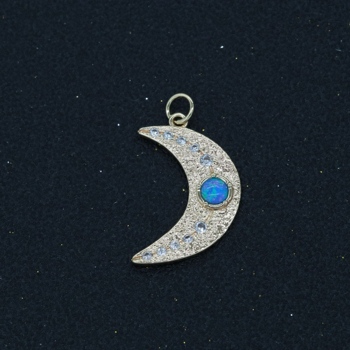 Dainty Gold Filled Opal Moon CZ Micro Pave Moon Pendant , Cubic Moon Star Charms for Necklace Earring Bracelet Charms E-903 E-904 - DLUXCA