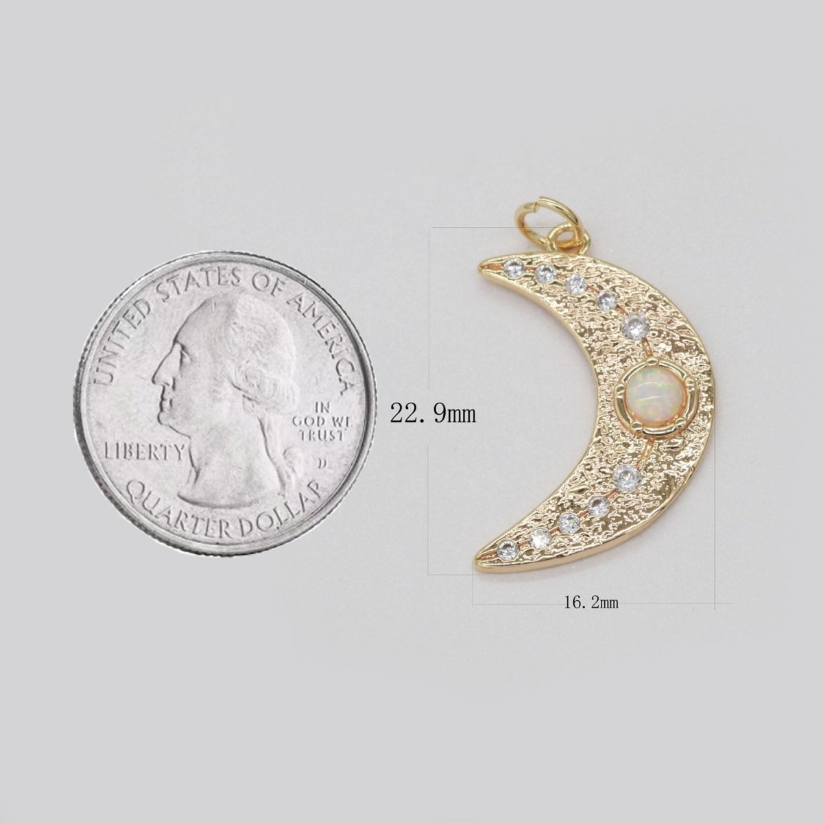 Dainty Gold Filled Opal Moon CZ Micro Pave Moon Pendant , Cubic Moon Star Charms for Necklace Earring Bracelet Charms E-903 E-904 - DLUXCA