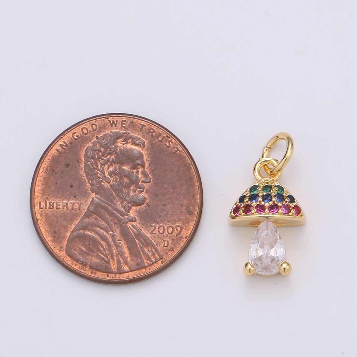 Dainty Gold Filled Rainbow Mushroom Gold Filled Charm D-878 - DLUXCA