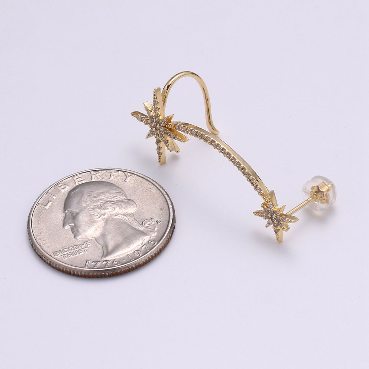 Dainty Gold Filled Snowflakes Earclimber AI-143 - DLUXCA