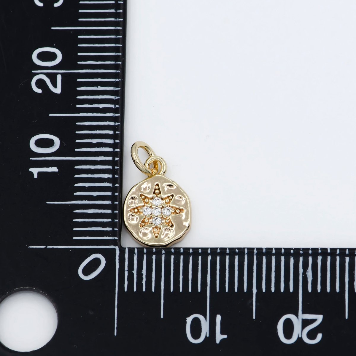 Dainty Gold Filled Star Crystal Coin Charm E-818 - DLUXCA