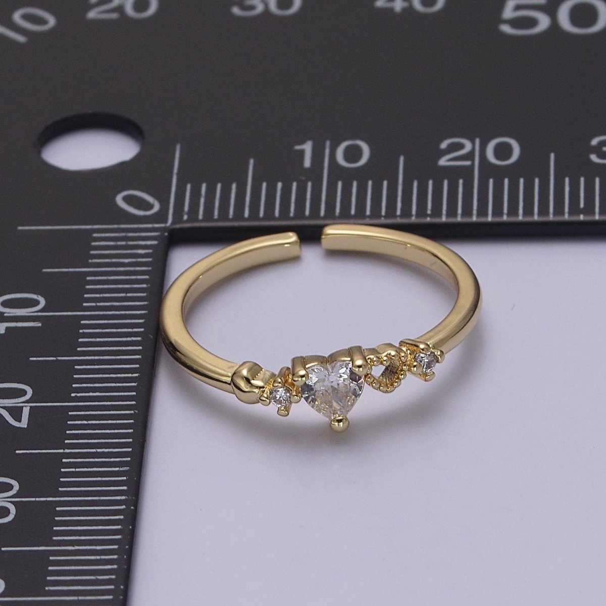 Dainty Gold Filled Sweet Heart Ring Open Adjustable S-440 S-441 - DLUXCA