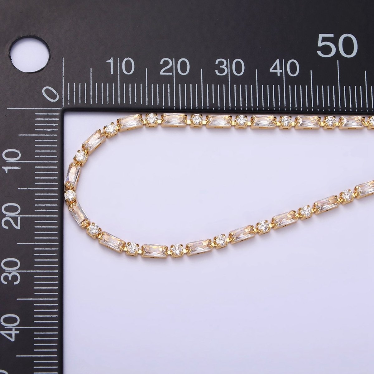 Dainty Gold Filled Tennis Bracelet Emerald Green Mix Baguette Round Clear Pink Green Cubic Zirconia Link Tennis Bracelet Minimalist Jewelry | WA-1824 - WA-1829 Clearance Pricing - DLUXCA