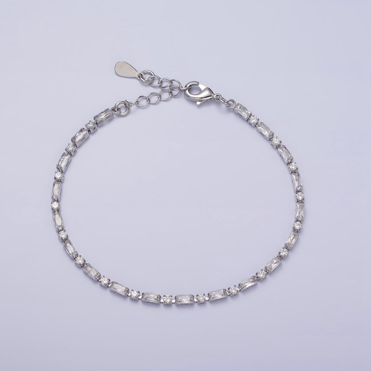 Dainty Gold Filled Tennis Bracelet Emerald Green Mix Baguette Round Clear Pink Green Cubic Zirconia Link Tennis Bracelet Minimalist Jewelry | WA-1824 - WA-1829 Clearance Pricing - DLUXCA