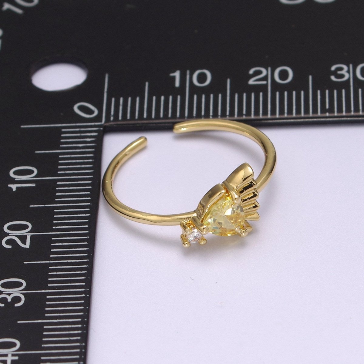 Dainty Gold Fish ring, Gold Mini Animal Pet Ring, Dainty Stackable Rings, Open Adjustable Ring Cz S-180 - DLUXCA