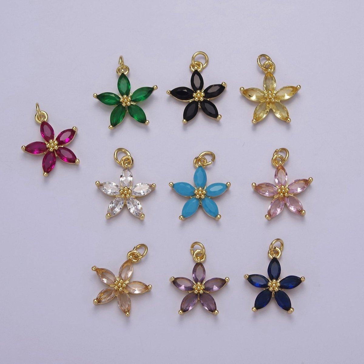 Dainty Gold Five Petal Flower Pendant, Flower Charm, Gold Flower Charm, Earring Bracelet Necklace Making Finding E-448 E-456 E-463 E-466 E-469 E-491 E-510 E-513 E-514 E-549 - DLUXCA