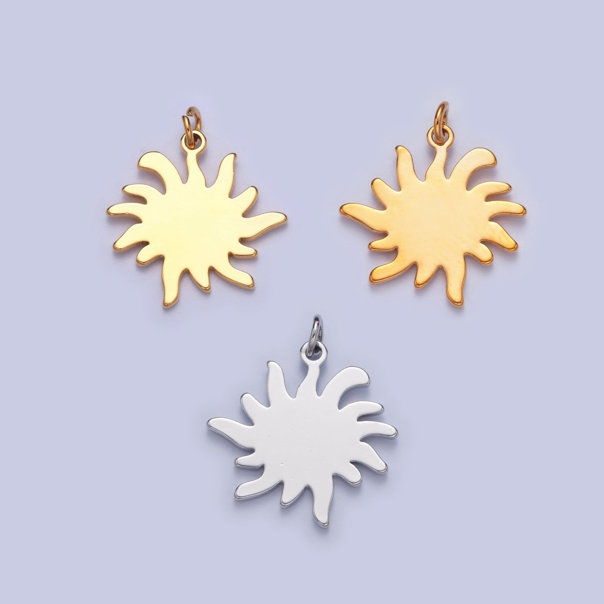 Dainty Gold Flat SUN Pendant Only Charm for Necklace Bracelet Earring 14K or 24K Gold Filled W-256~W-258 - DLUXCA