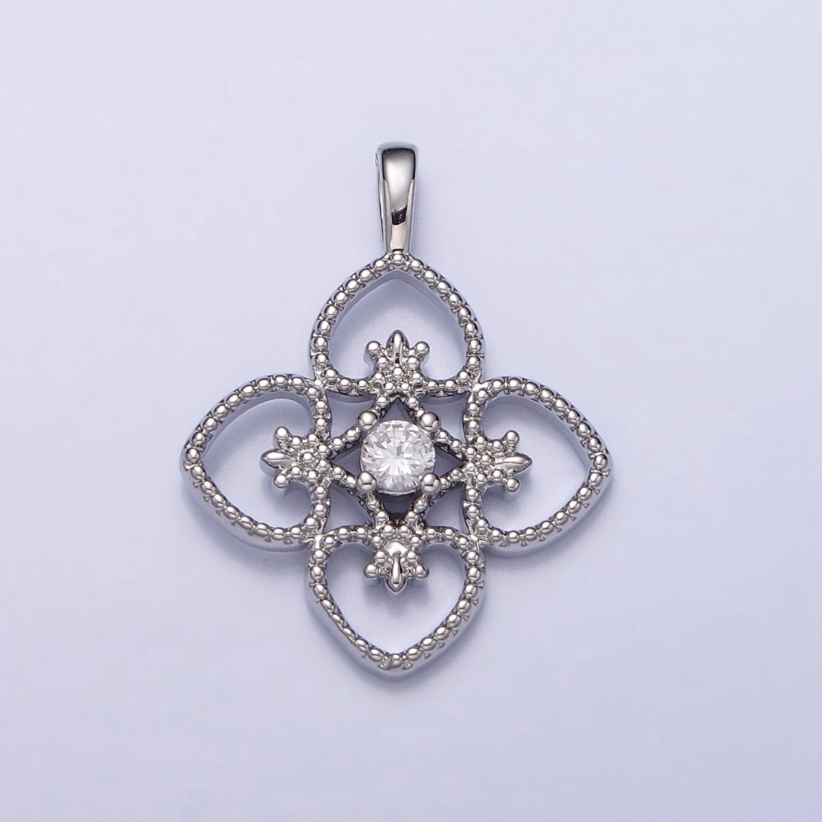 Dainty Gold Four Leaf Flower Clover Pendant For Bracelet Necklace Component AC351 - DLUXCA