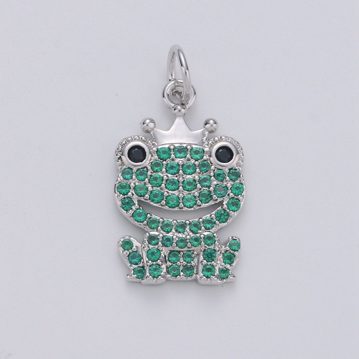 Dainty Gold Frog Pendant CZ Micro Pave Green Frog Charm D-121 D-122 - DLUXCA