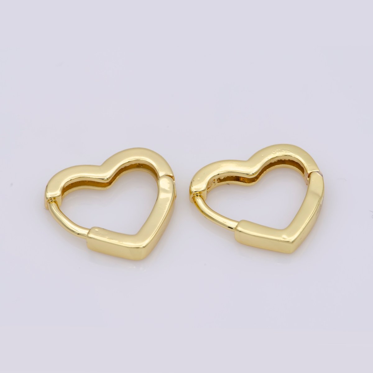 Dainty Gold Heart Hoop Earrings, Small Gold One Touch Hoops, Heart Earring Gift For Her 24k Gold Filled Earring K-582 K-760 Q-084 - DLUXCA