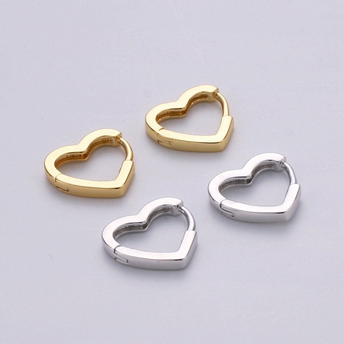 Dainty Gold Heart Hoop Earrings, Small Gold One Touch Hoops, Heart Earring Gift For Her 24k Gold Filled Earring K-582 K-760 Q-084 - DLUXCA