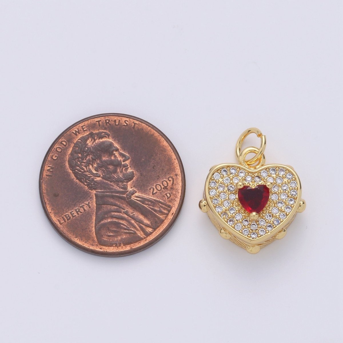 Dainty Gold Heart Pendant Necklace 24k Gold Filled Heart Charm Necklace Micro Pave Love, Heart Charm for Necklace Bracelet Earring Supply D-518 - DLUXCA