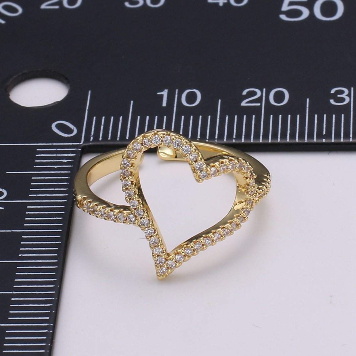 Dainty Gold Heart Ring, Love Ring, Open Heart RinG Adjustable Open Ring, Gold Stacking Ring Minimalist Heart Ring, Anniversary Gift for her - DLUXCA