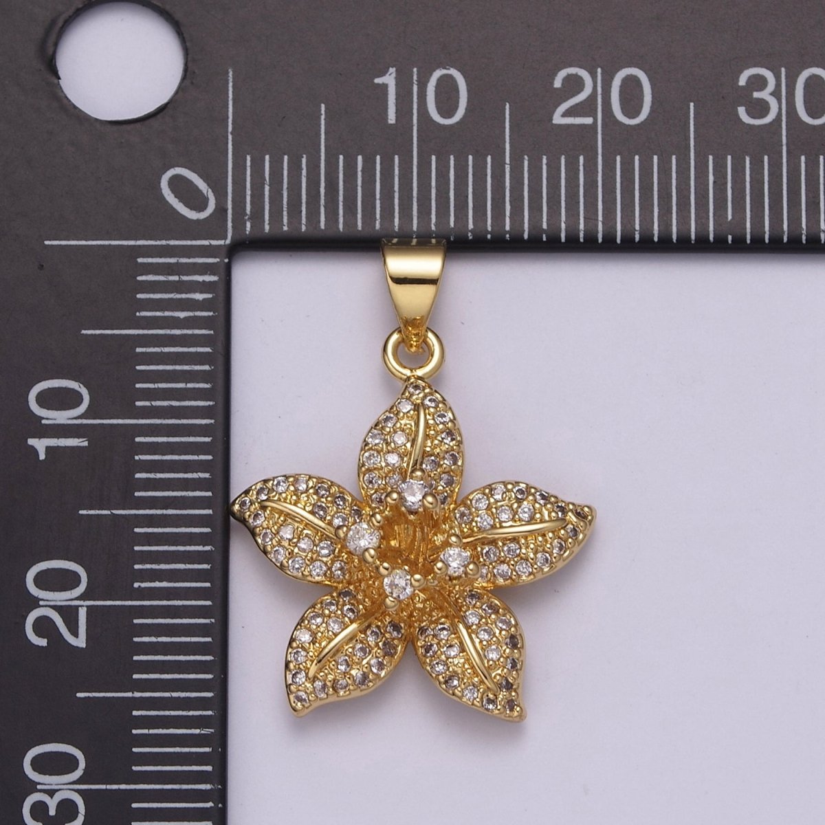 Dainty Gold Hibiscus Pendant Flower Floral Charm, Small Wild Flower Charm for Necklace Bracelet Micro Pave Jewelry N-526 - DLUXCA