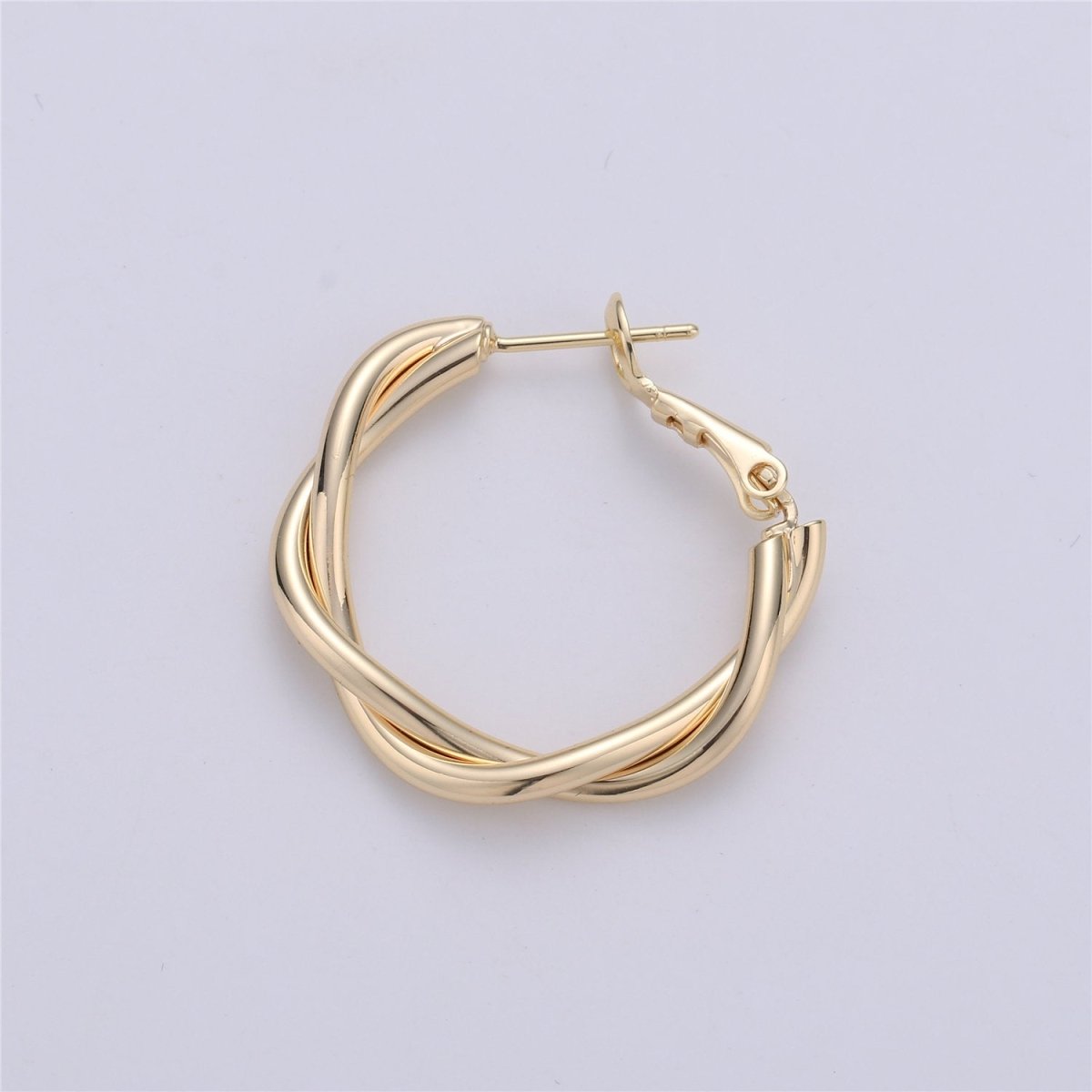 Dainty Gold Hoop Earring- Twisted Hoop Earring - Thin Earring - Gold Filled Hoop Ring - Minimalist Jewelry - 27mm Hoop Unique Earring Supply K-213 - DLUXCA
