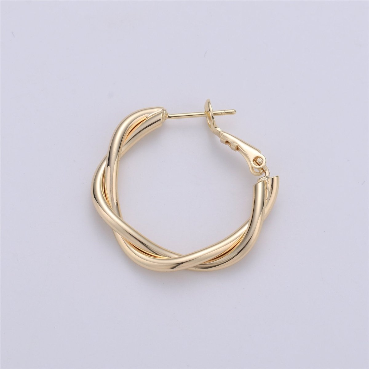 Dainty Gold Hoop Earring- Twisted Hoop Earring - Thin Earring - Gold Filled Hoop Ring - Minimalist Jewelry - 27mm Hoop Unique Earring Supply K-213 - DLUXCA