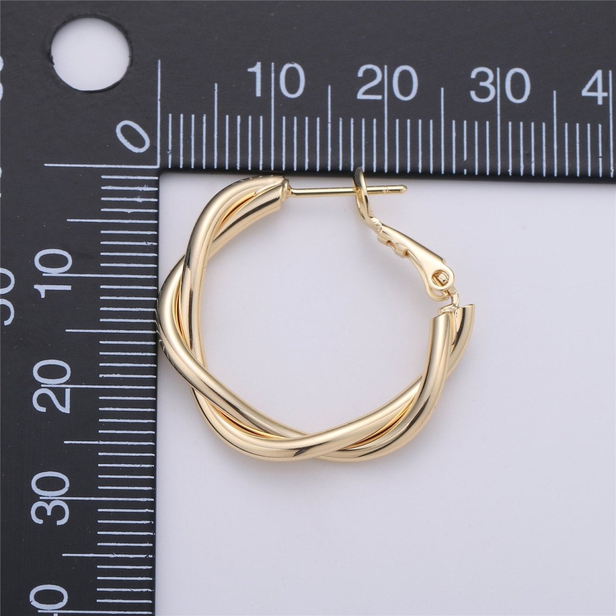 Dainty Gold Hoop Earring- Twisted Hoop Earring - Thin Earring - Gold Filled Hoop Ring - Minimalist Jewelry - 27mm Hoop Unique Earring Supply K-213 - DLUXCA