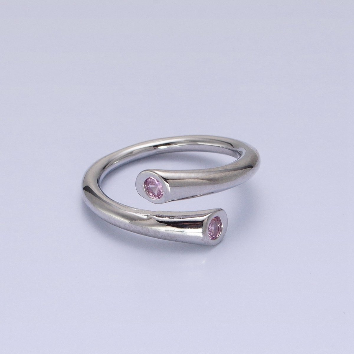 Dainty Gold Hug Ring with CZ Stone O-1789~O-1794 - DLUXCA