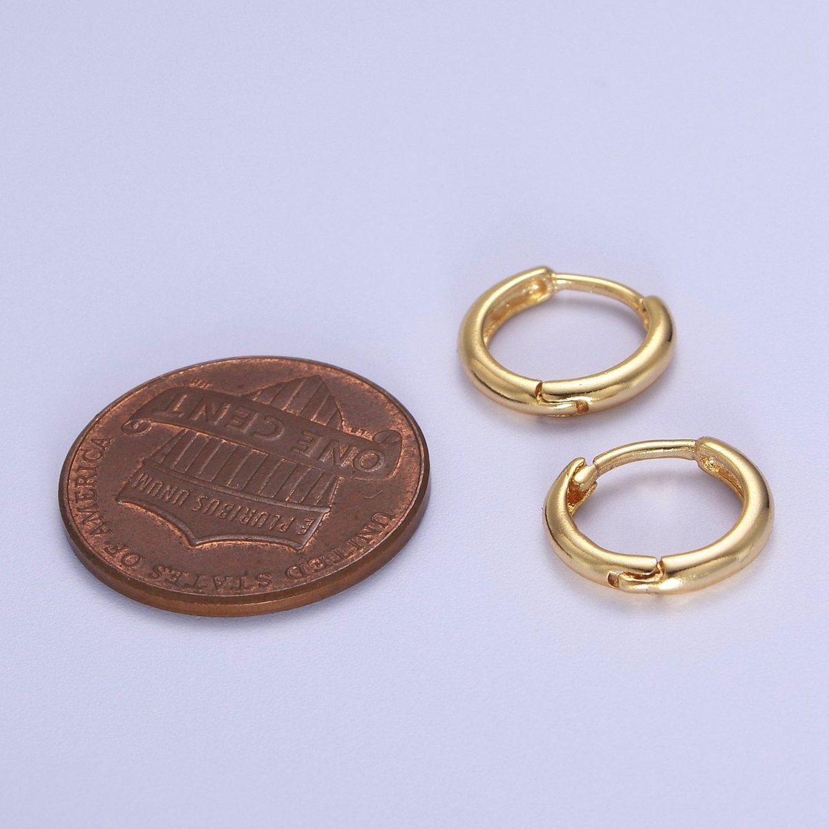 Dainty Gold Huggie Earring 12mm Simple Minimalist Hoop V-092 - DLUXCA