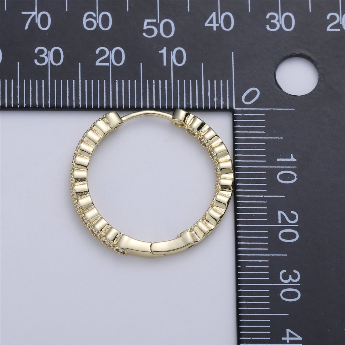 Dainty Gold Huggie Earring- Clear Cubic Earring - Gold Earring - Gold Filled Earring - Minimalist Jewelry Supply Component P-045 - DLUXCA