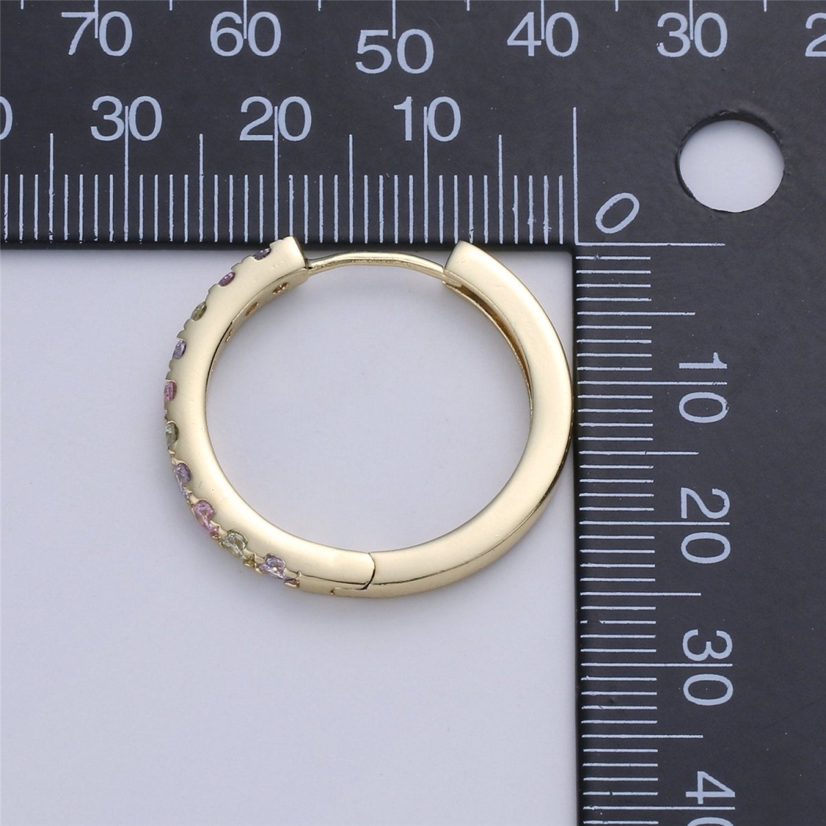 Dainty Gold Huggie Earring- Multi Color Cubic Earring - Pink Blue CZ Earring - Gold Filled Earring - Minimalist Jewelry Supply Component Q-003 - DLUXCA