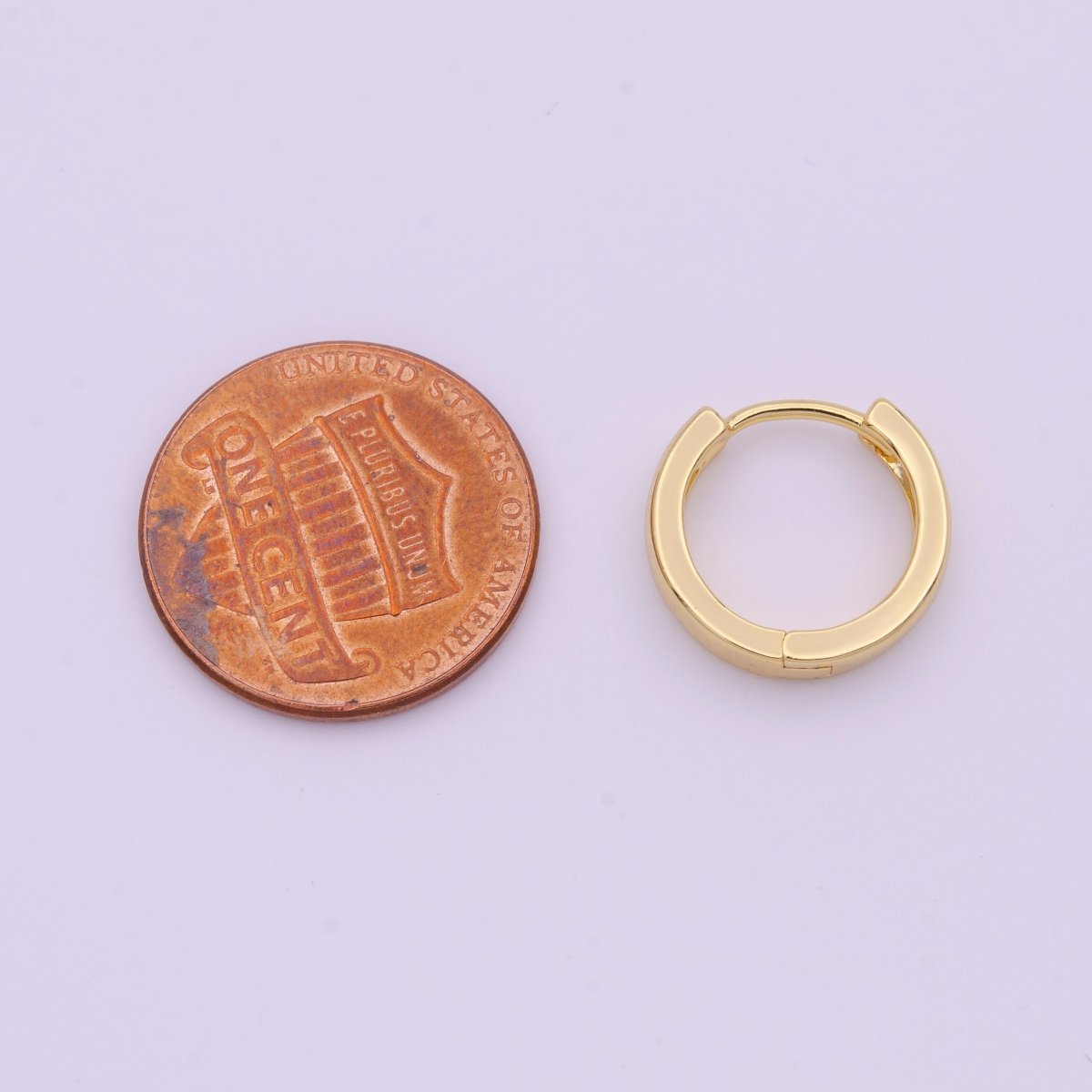 Dainty Gold Huggie Earring Simple Minimalist 14mm Hoop Earring Y-169 - DLUXCA